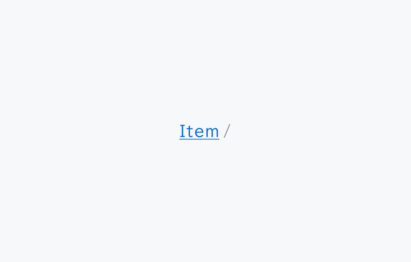 リンク可能なBreadcrumb Item。「Item /」という青色のリンクテキストとスラッシュ記号のセパレーターが表示されます。