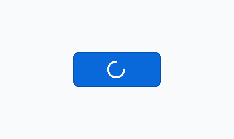 Loading状態のButton。Enable状態と同じ青色を基調とした、Loadingアイコンを示しているSolidのボタンです。