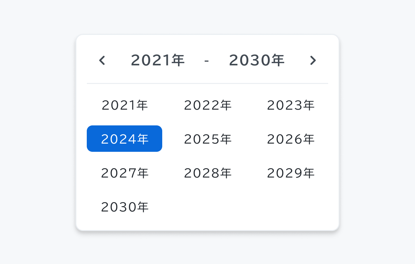 yearビューのCalendar。