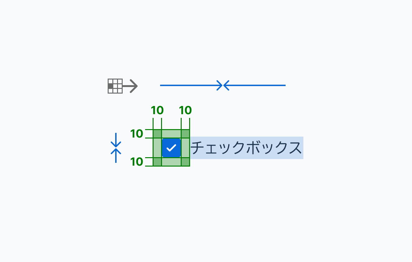 mdサイズの寸法仕様を示す図。