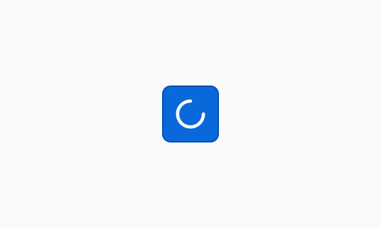 Loading状態のButton。Enable状態と同じ青色を基調とした、Loadingアイコンを示しているSolidスタイルのアイコンボタンです。