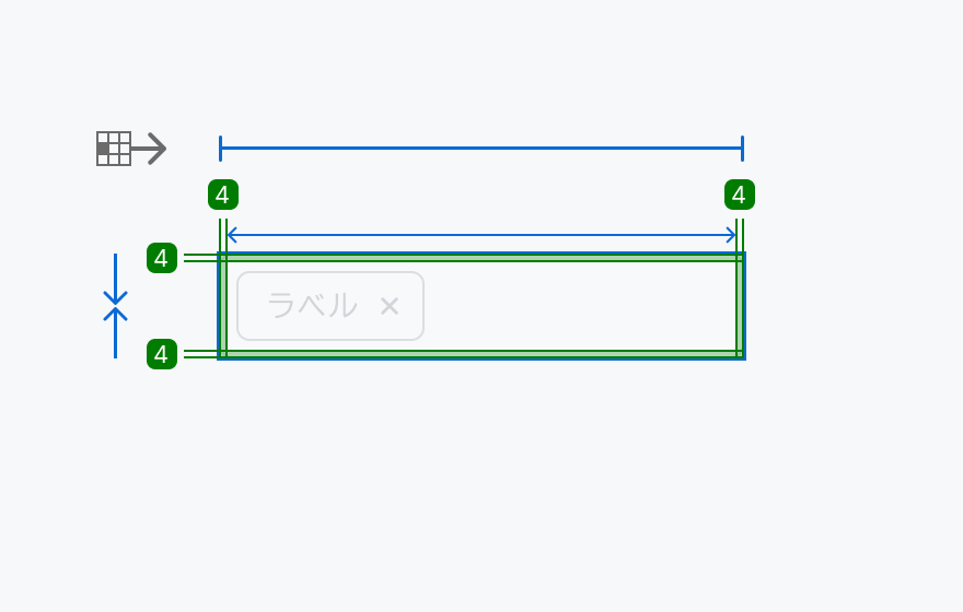 Field Size lg の寸法仕様を示す図。