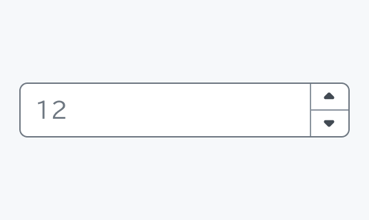Enable状態のInput Number。グレーの枠線で囲まれた入力フィールド内に「12」という数値と上下矢印のコントローラーが表示されています。