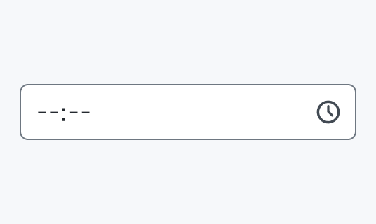 Enable状態のInput Time。グレーの枠線で囲まれた入力フィールド内に「--:--」というプレースホルダーと時計アイコンが表示されています。
