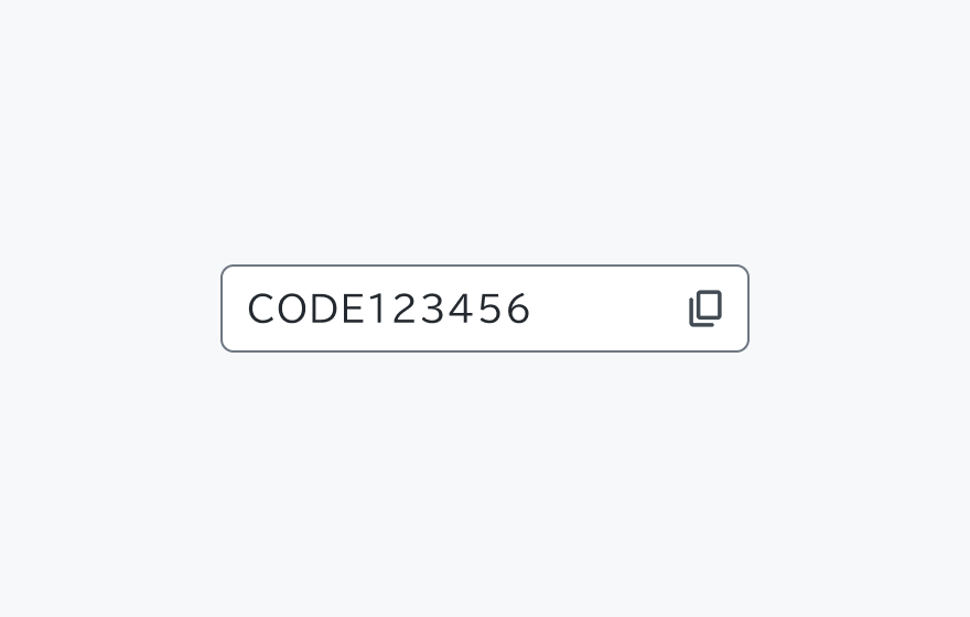 Triggerオプションを示す図。「CODE123456」というテキストとコピーアイコンが表示された入力フィールドです。