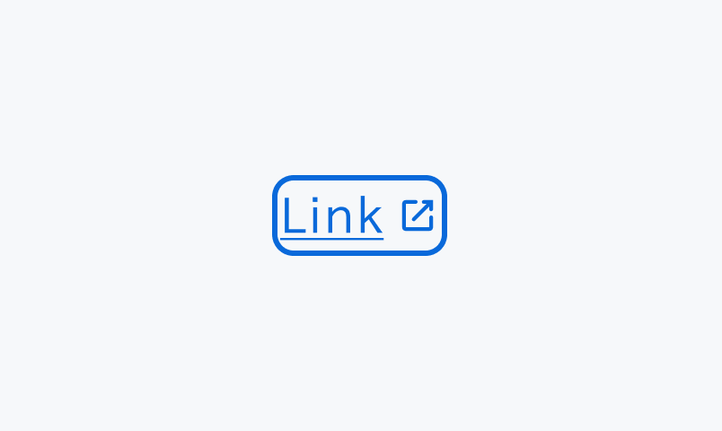 Focus状態のLink。青い枠線で囲まれた青い下線付きの「Link」というテキストリンクと外部リンクアイコンが表示されています。