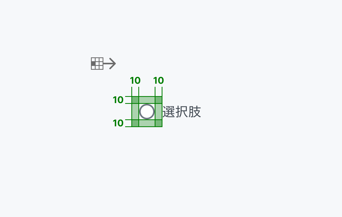mdサイズの寸法仕様を示す図。