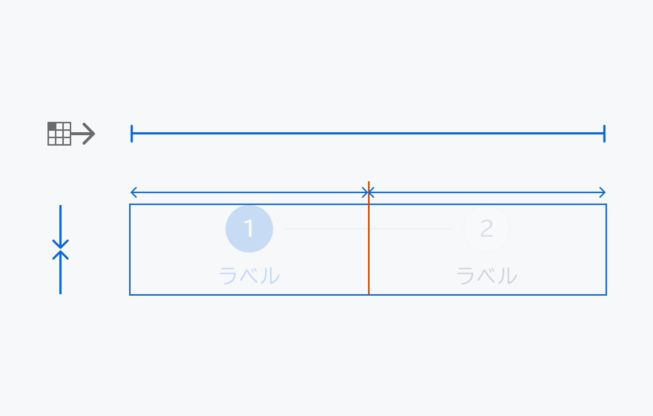 Stepperの寸法仕様を示す図。