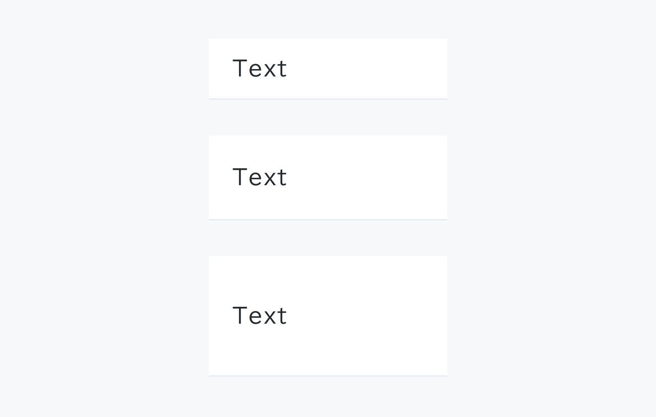Type Textの状態。幅が異なる3つのテーブルセルに「Text」というテキストが表示されています。