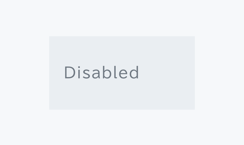 Disabled状態。薄いグレーの背景のテーブルセルに薄いグレーの「Disabled」というテキストが表示されています。