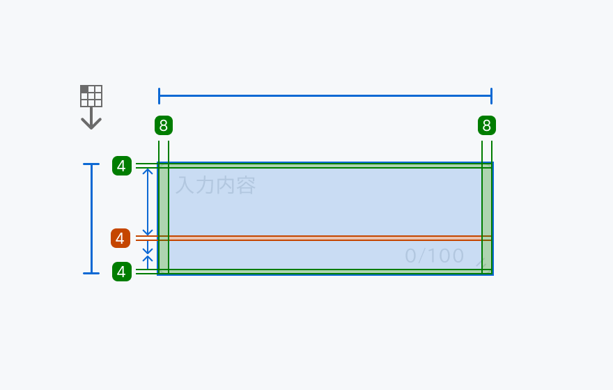 smサイズの寸法仕様を示す図。